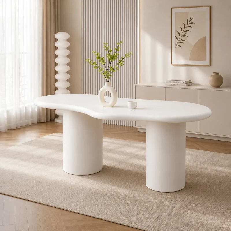 Table REPAS CURVE BLANC 180X90