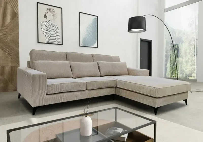 Canape D’angle Madrid Cotele Ecru 265x200cm