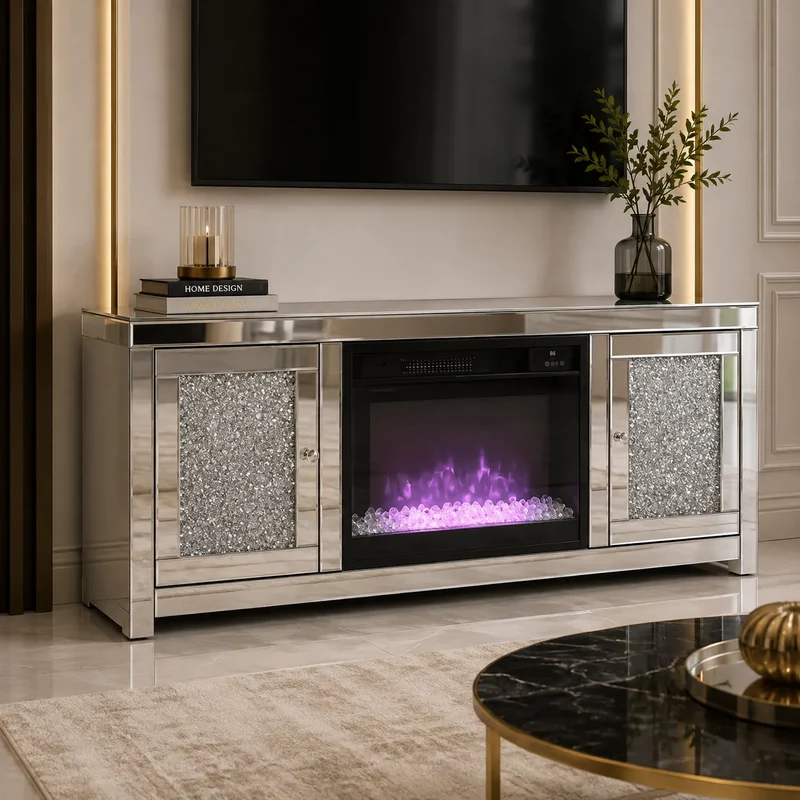 Meuble Tv Cheminee Hilary 150x41x61 CM