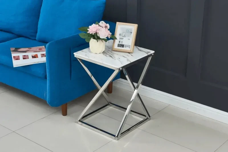 Gueridon Beverly Pieds Chrome 40x40x55 CM