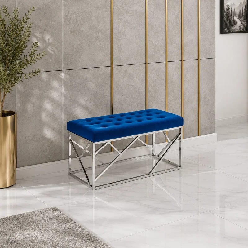 Banquette Geomag Capitonne Velours Pieds Chrome