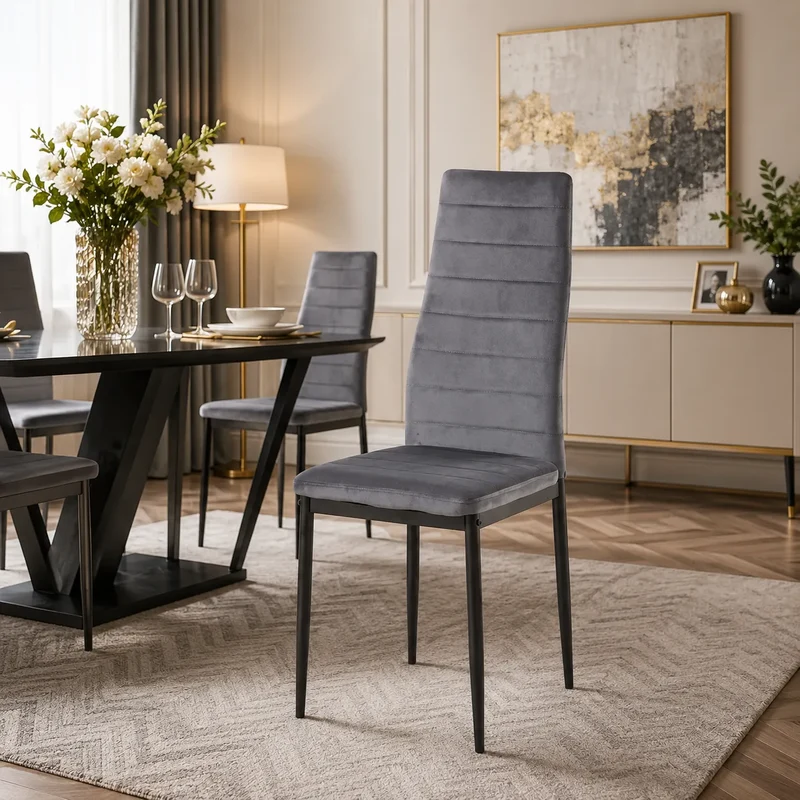 Chaises Tolia Velours Pieds Noir