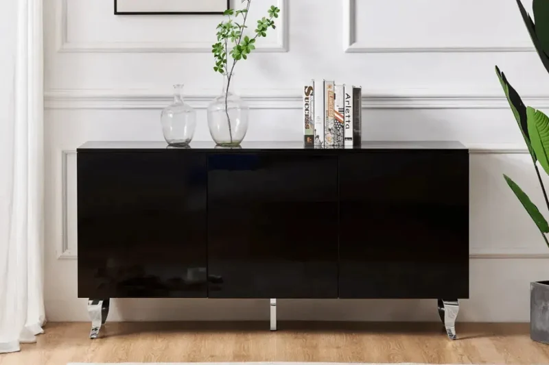 Buffet Baroque Laqué 160/180 cm Pieds Chrome