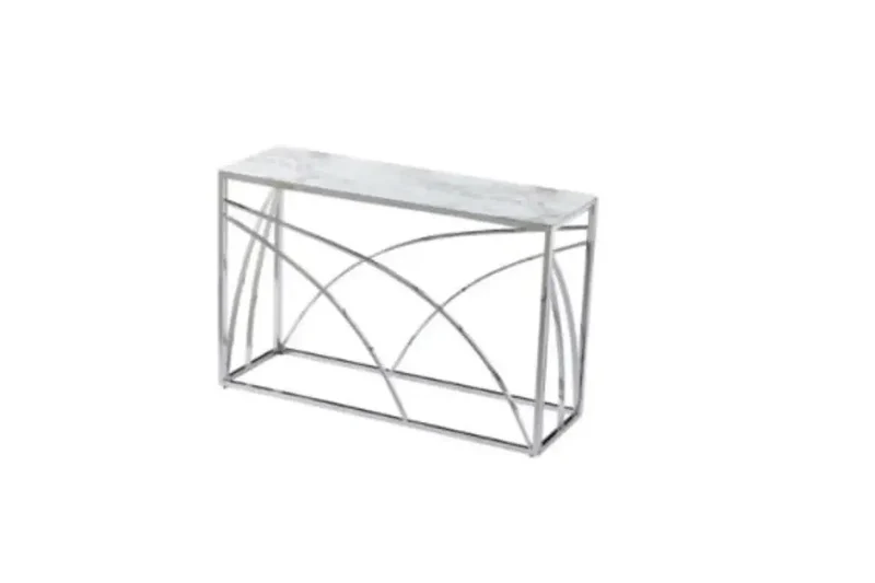 Console Geo Marbre avec Pieds Argent