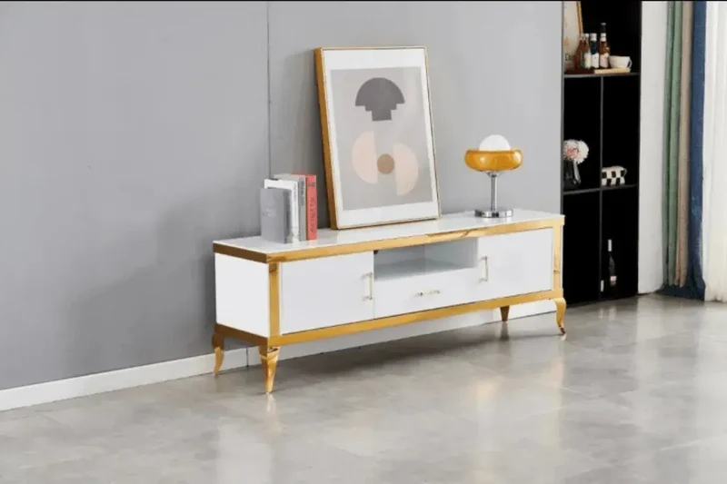 Casa Padrino meuble TV de luxe blanc avec Rangement
