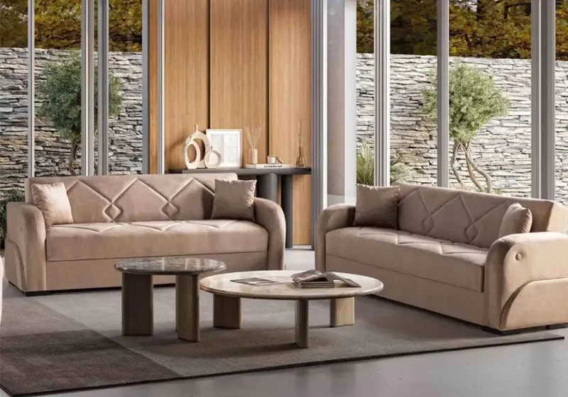 Ensemble de Tables Basses Gigognes en Pierre Naturelle et Travertin