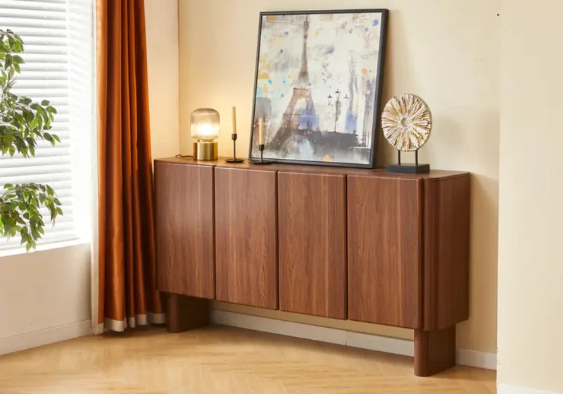 Buffet Baroque Blanc Marbre 170 cm Pieds Argentés