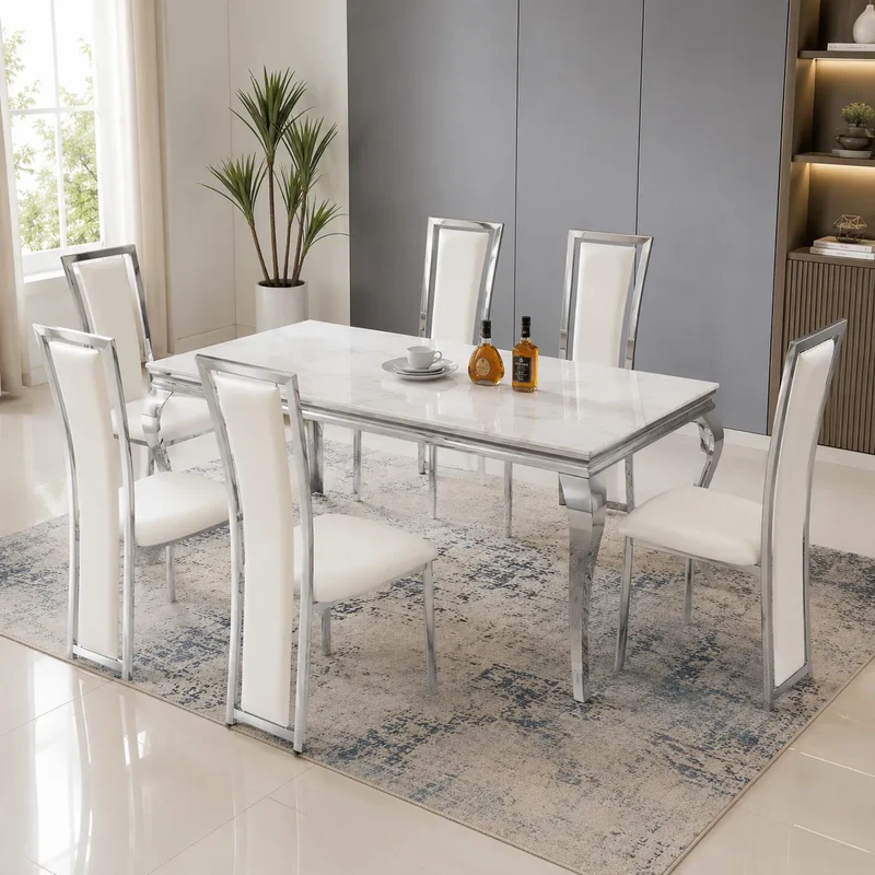 Louise Table avec chaises blanc