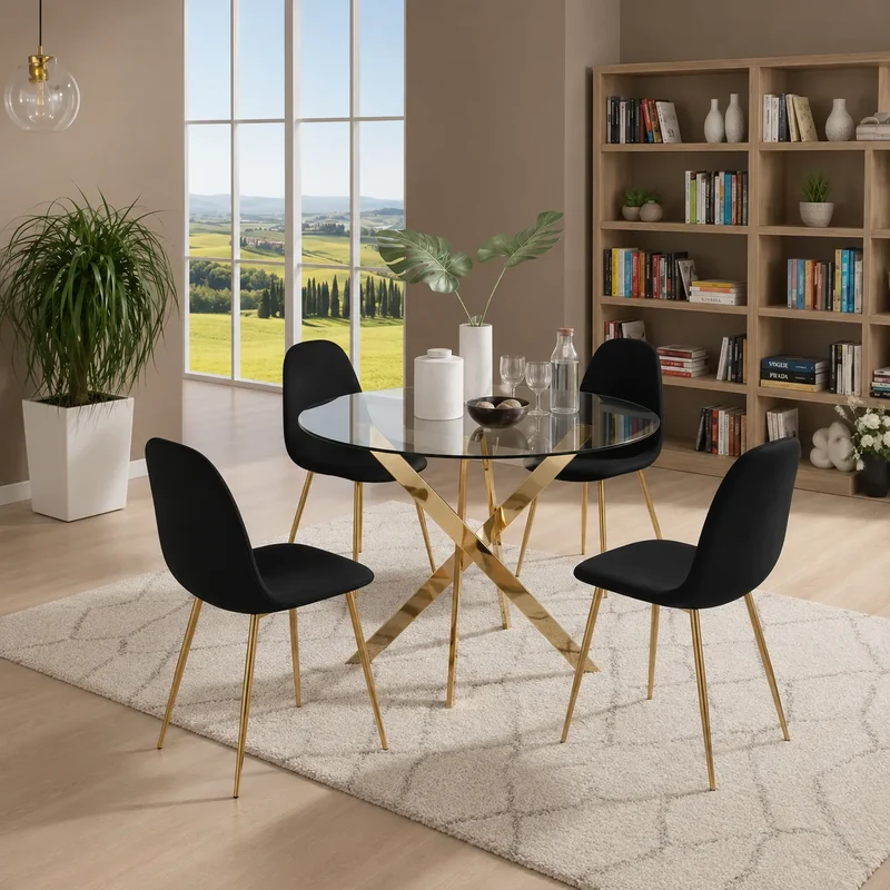 Table ronde avec 4 chaises
