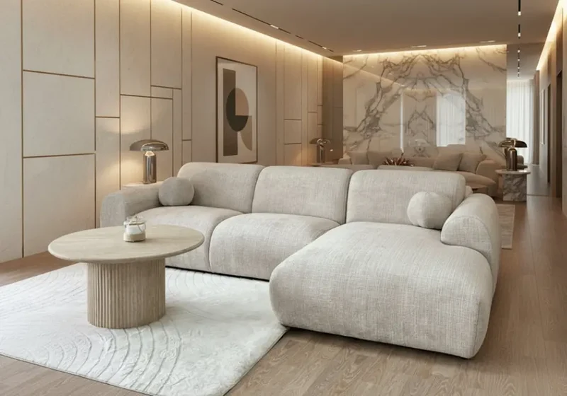 Canapé Cloud Tissu Marbella Crème ET Anthracite
