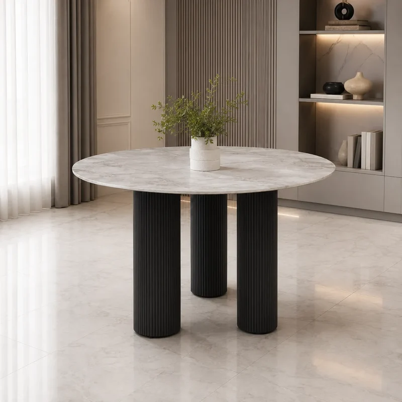 Table REPAS ANAÏS PIEDS NOIR PLATEAU 120cm