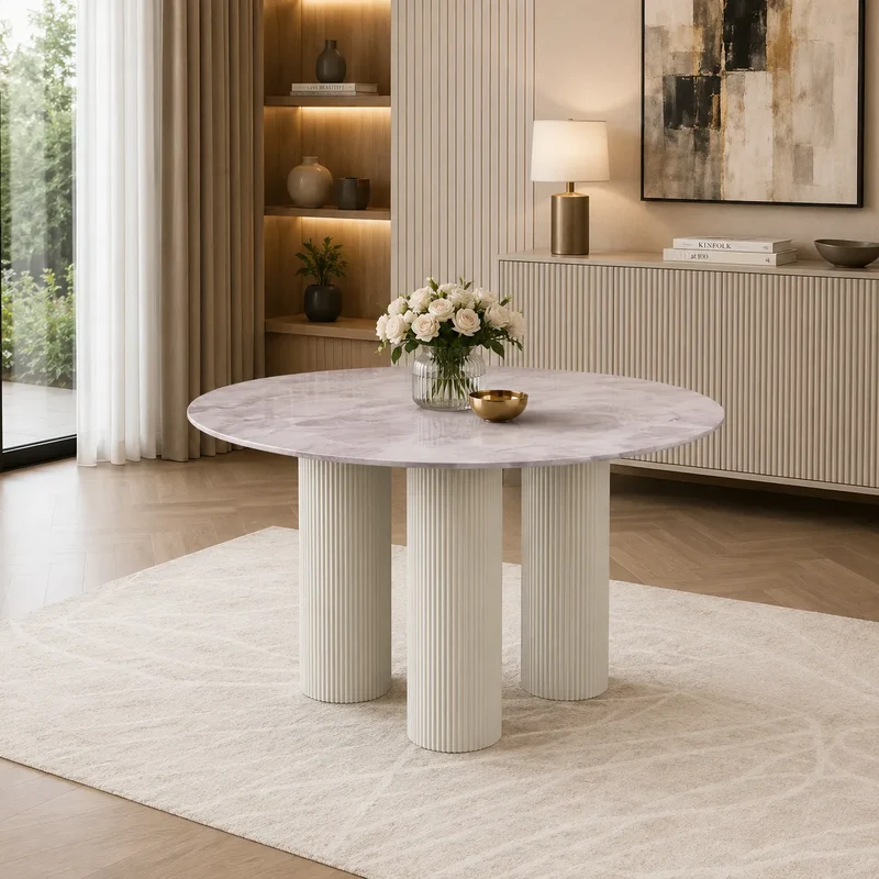 Table À MANGER ANAIS avec PIEDS EN MÉTAL BEIGE 120 CM