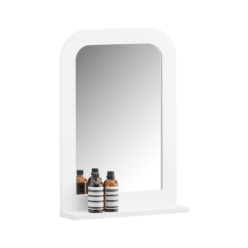 SoBuy BZR162-W Miroir Mural, Miroir de Salle de Bain avec Étagère Plateau, Suspendu , Chambre, Salon