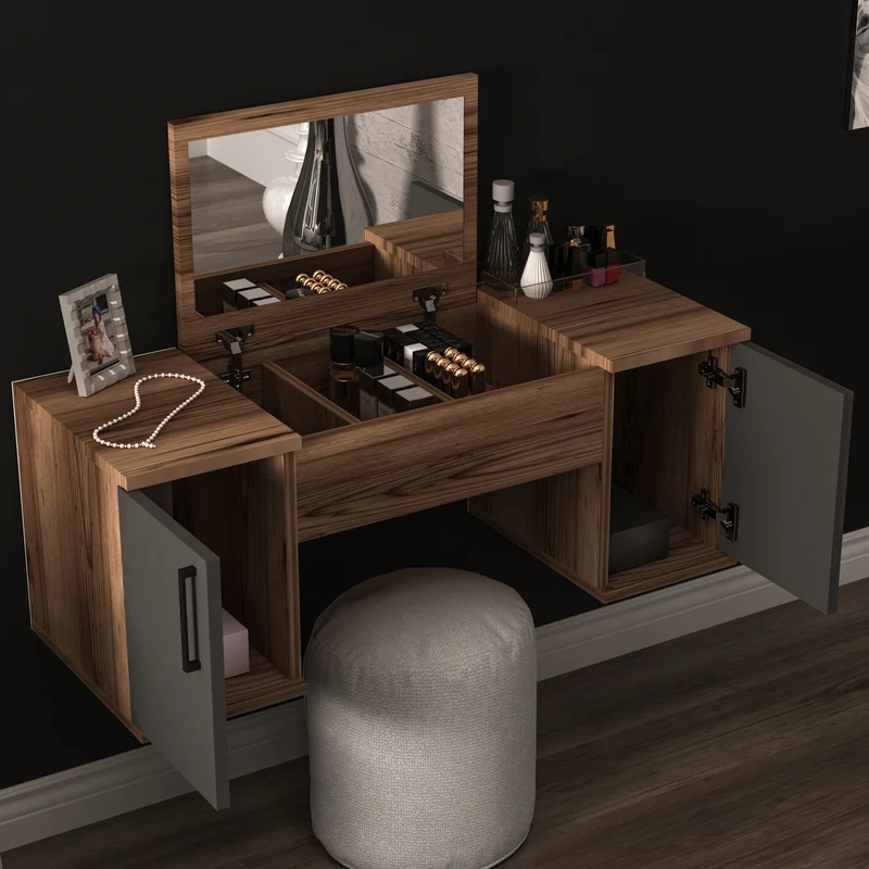Makeup Vanity Table with Mirror, Wall Mounted, Mercan