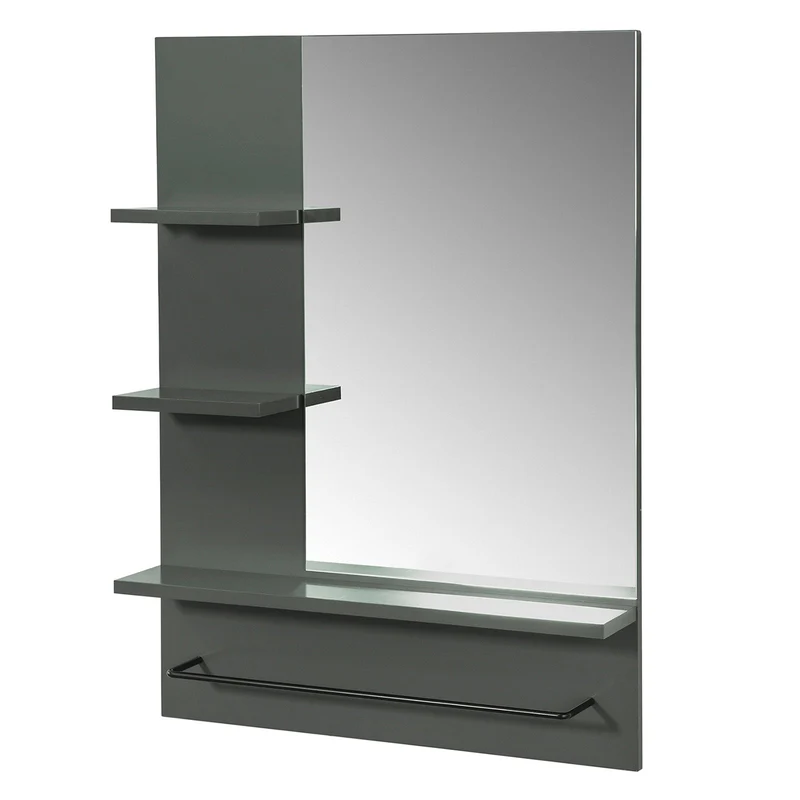 SoBuy BZR23-DG Miroir avec Porte-Serviettes Miroir Mural Miroir de Salle de Bain avec étagères