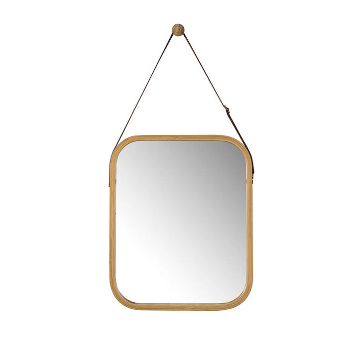 SoBuy BZR03-N Miroir Mural Bambou Miroir Salle de Bain avec Poignée et Crochet