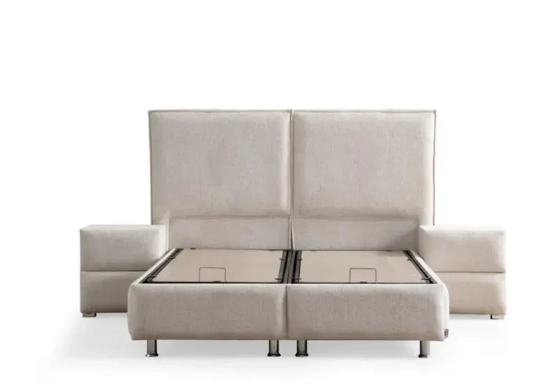 Lit Coffre Maya Chenille Blanc Cassé