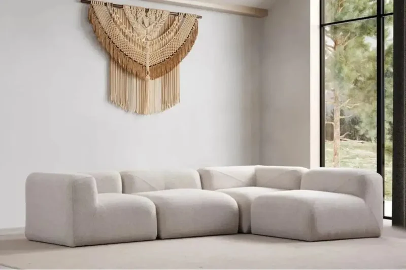Canapé d’angle Nuage Chenille Blanc cassé
