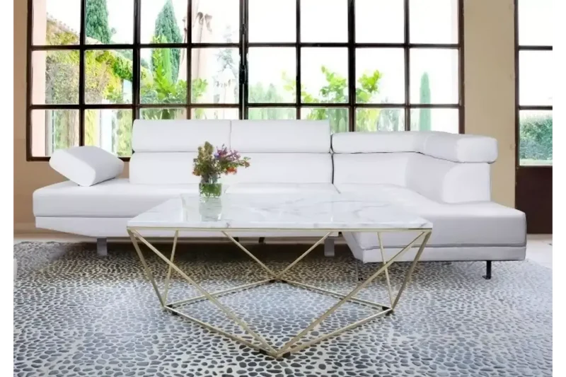 Table basse carré doré marbre blanc ILéA