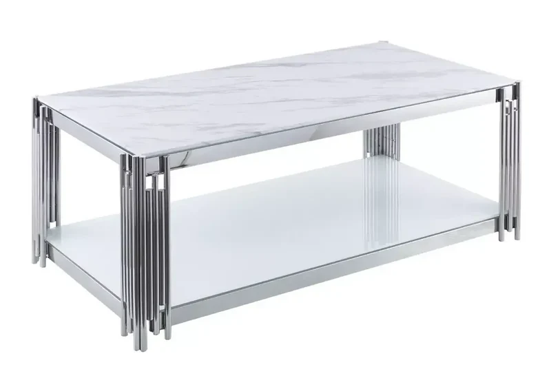 Table basse chromé marbre éVE