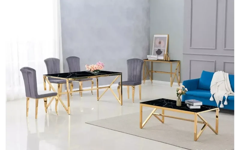 Table basse dorée marbre noir JESSY