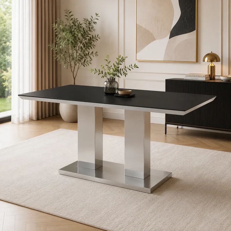 Table manger chromé verre trempé IZA