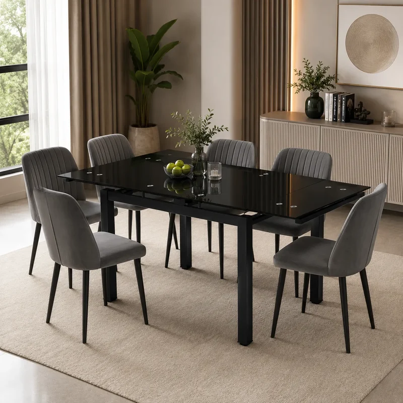 Table Extensible bora noir pied noir 110/170x70x75 CM