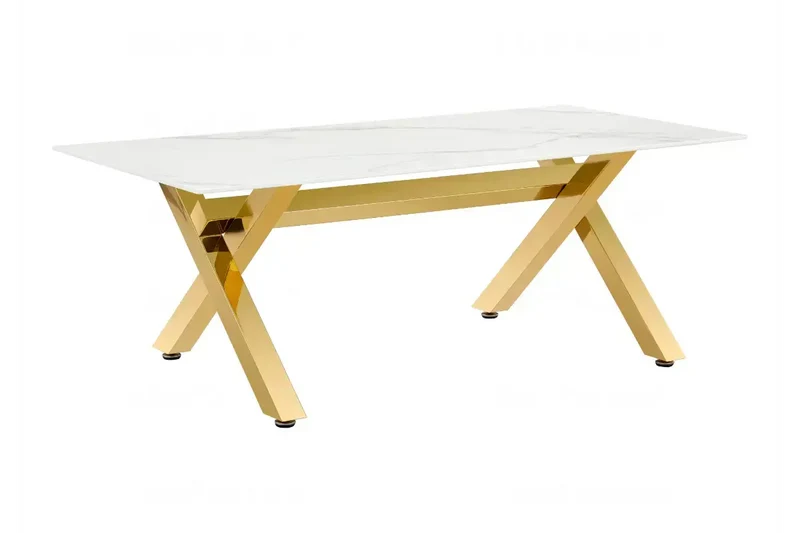 Table basse marbre blanc pied doré CROSS