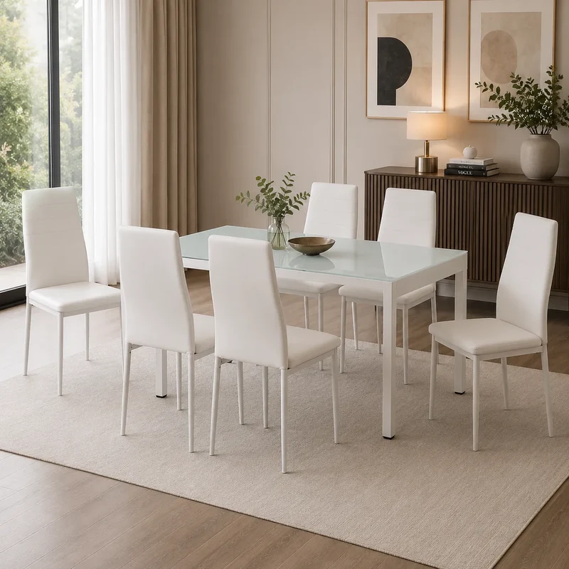 Table repas et chaises blanches TAO