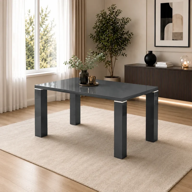 Table manger laqué gris UGO