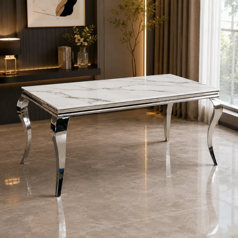 Table à manger argente miroir NEO