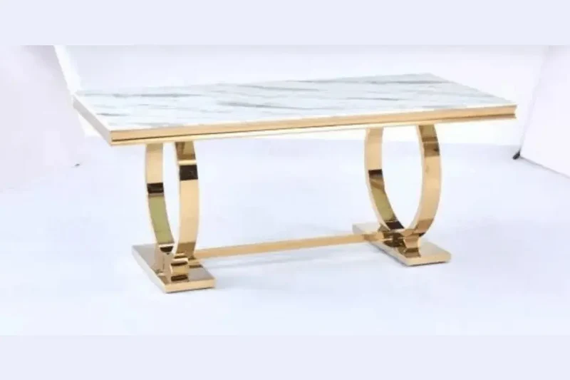 Table basse Omega Pieds Gold Marbre Blanc 120x70 CM