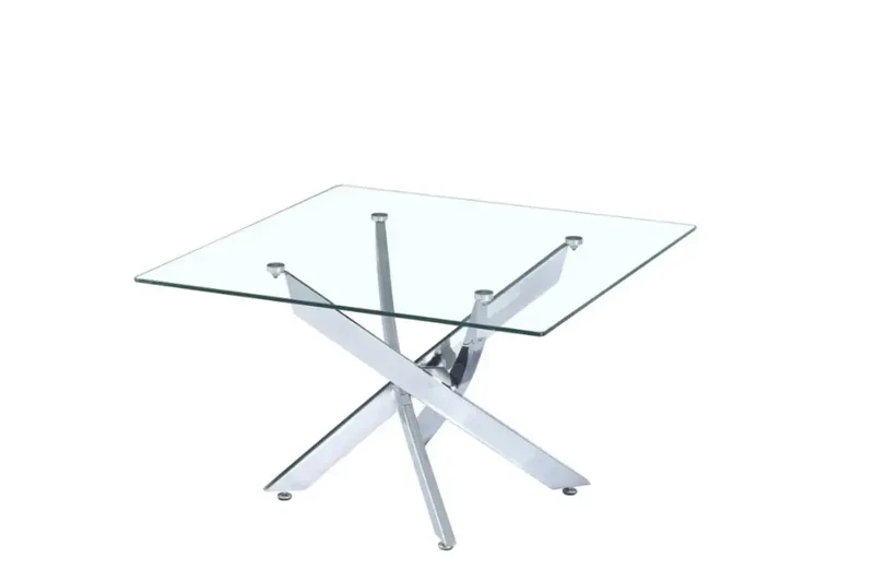 Table basse Carre Jessy Transparent Pieds Chrome