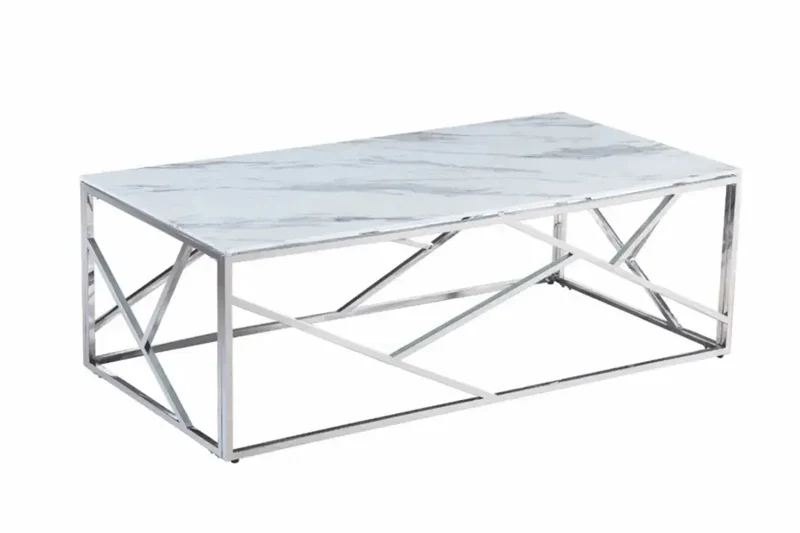 Table basse Geomag INOX Marbre Blanc 120x60x45