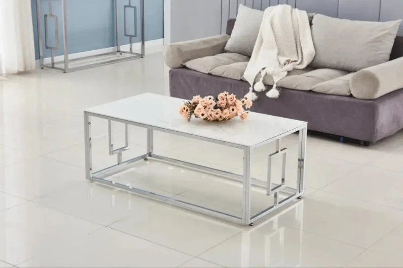 Table basse Sophie Pieds Chrome 120x60x45 CM