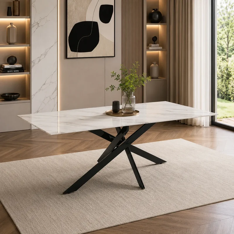 Table Repas Jessica Rectangle Pieds Metal Noir