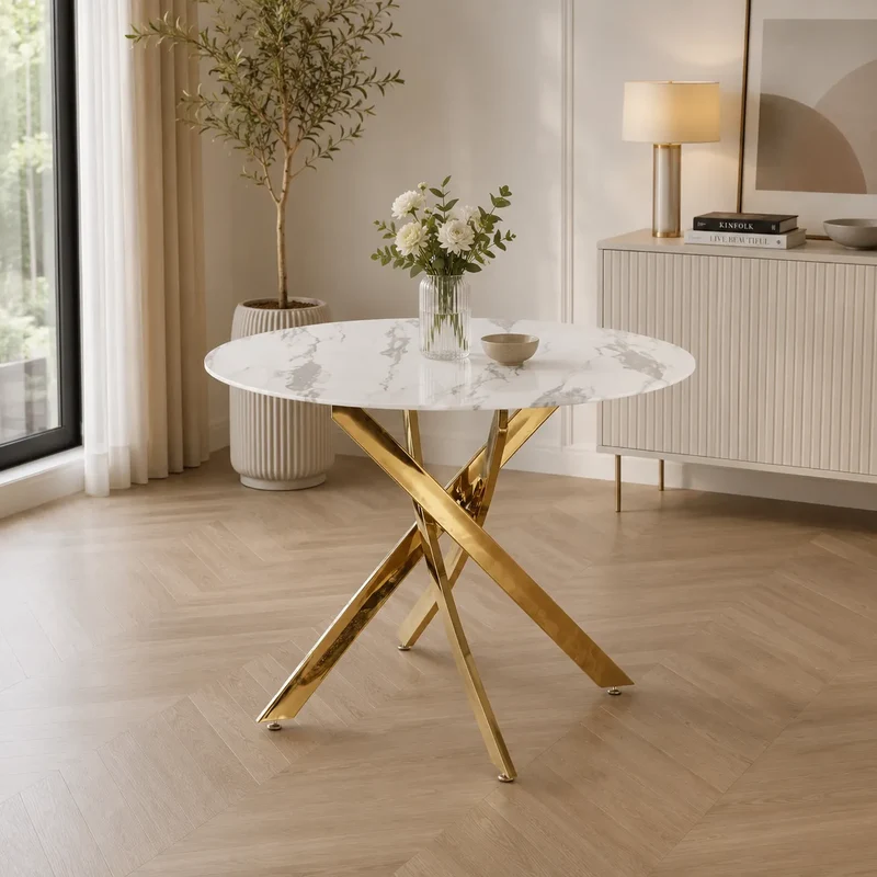 Table Repas Jessica Gold Pieds Dore
