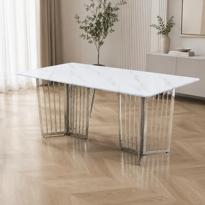 Table Repas Papillon Marbre Blanc 180x90 CM