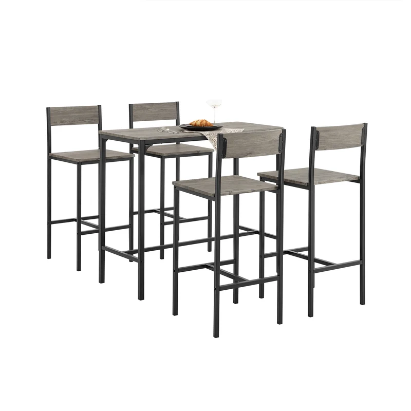 SoBuy OGT14-N Ensemble Table Haute avec 1 Table et 4 Tabourets, Format Gain de Place, pour Cuisine et Salle à Manger, Design Fonctionnel, Pratique – Naturel