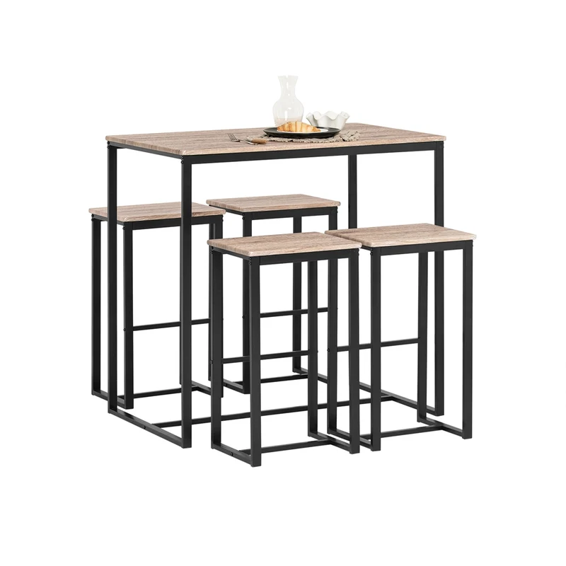 SoBuy OGT15-N Ensemble 1 Table de Bar Bistrot + 4 Tabourets de Bar