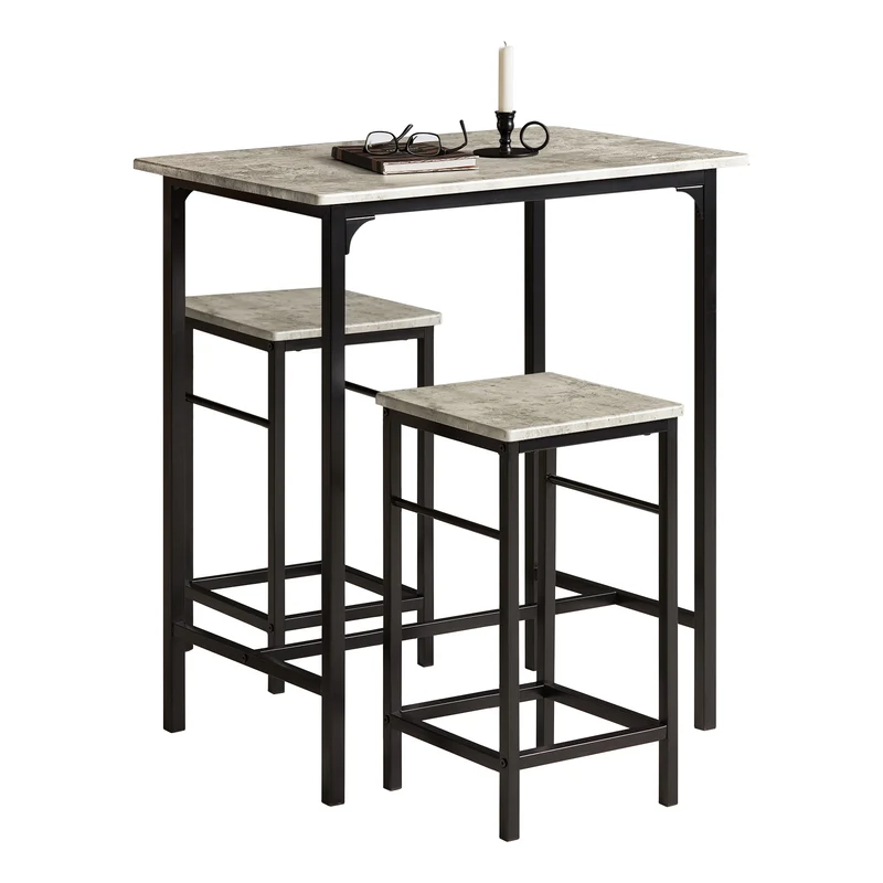 SoBuy OGT10-HG Set de 1 Table Haute + 2 Tabourets avec Repose-Pieds