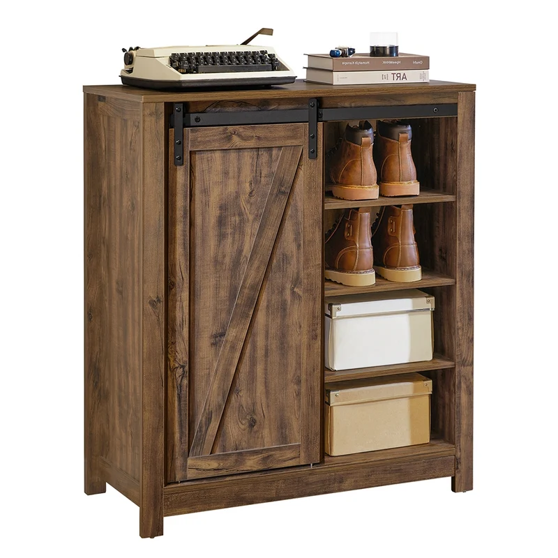 SoBuy FSB59-N Buffet Meuble de Rangement avec Porte de Grange Coulissante, Commode Multifonction pour Entrée Salon Cuisine – 80x35x92 cm