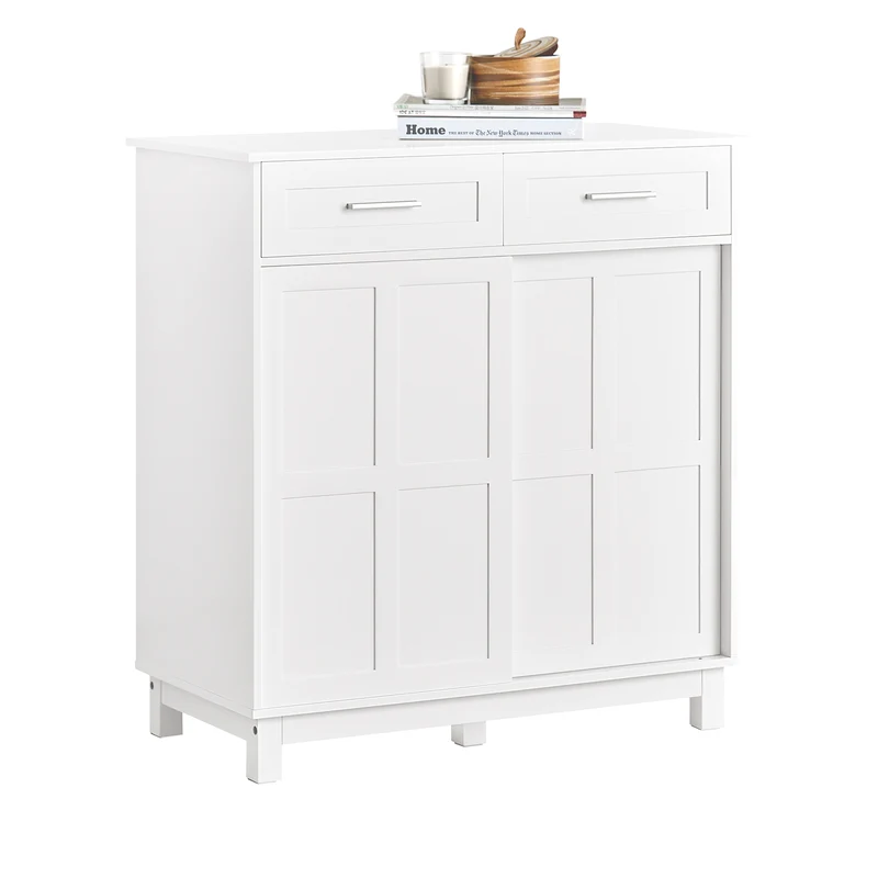 SoBuy FSB84-W Meuble de Rangement Meuble d’entrée Buffet Placard avec 2 Tiroirs et 2 Portes Coulissantes