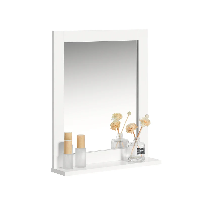 sebuyfr.comG129-W Armoire Murale Salle de Bain avec Miroir, Format Compact, pour Salle de Bain et WC, Rangement Optimisé, Usage Quotidien – L40×P10×H49 cm, Blanc