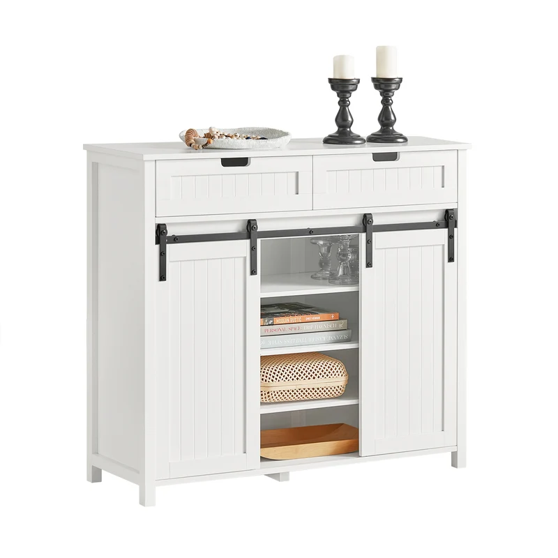 SoBuy FSB74-W Meuble d’Entrée avec Rangement Chaussures Intégré – 2 Portes Coulissantes et 2 Tiroirs – Entrée Organisée – 104x35x93 cm Blanc