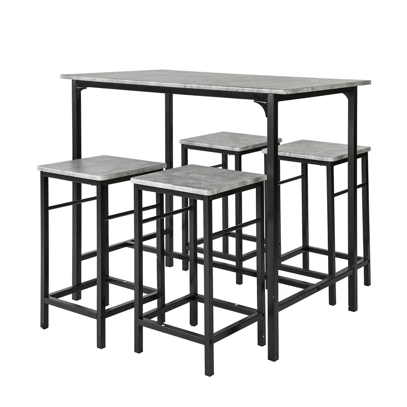 SoBuy OGT11-HG Ensemble de table haute pour salle à manger avec 4 tabourets