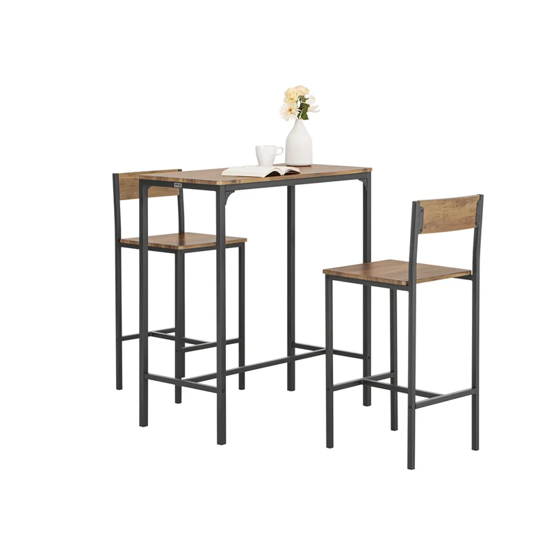 SoBuy OGT03-XL Table Haute avec 2 Tabourets de Bar – 100 cm, Tabourets Rangeables, Style Industriel