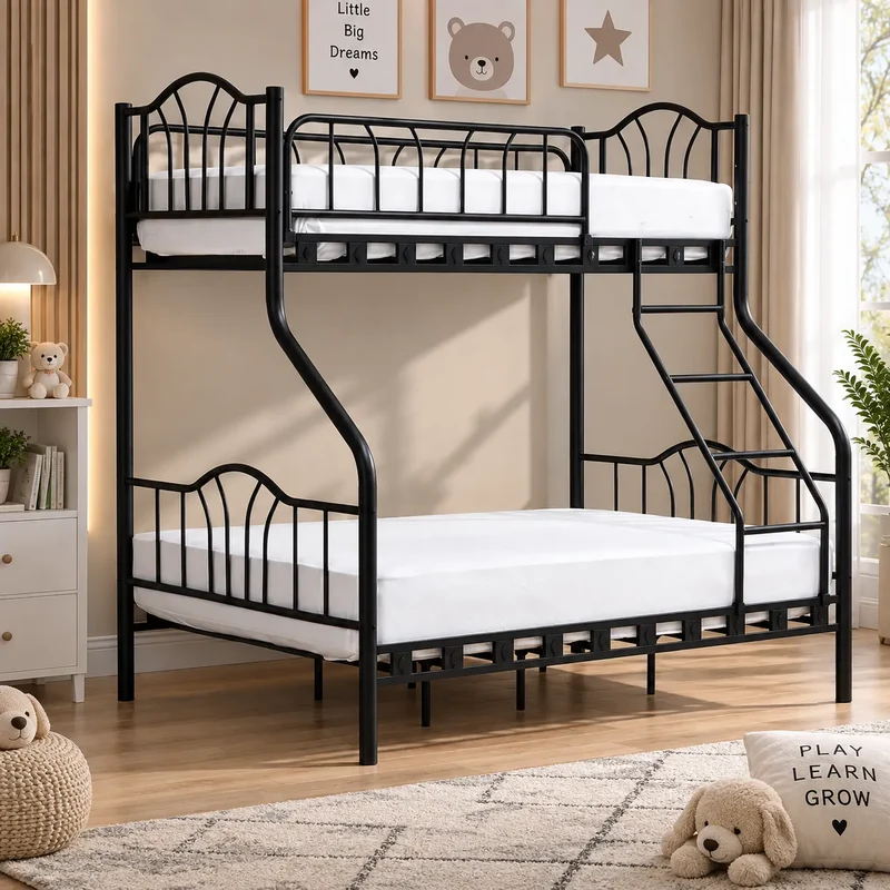 Lit Superposé Métal Royal 2+1 Places – Blanc ou Noir