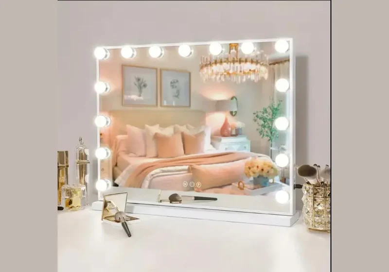 Miroir de coiffeuse lumineux de style Hollywood, grand miroir de maquillage lumineux avec 17 LED