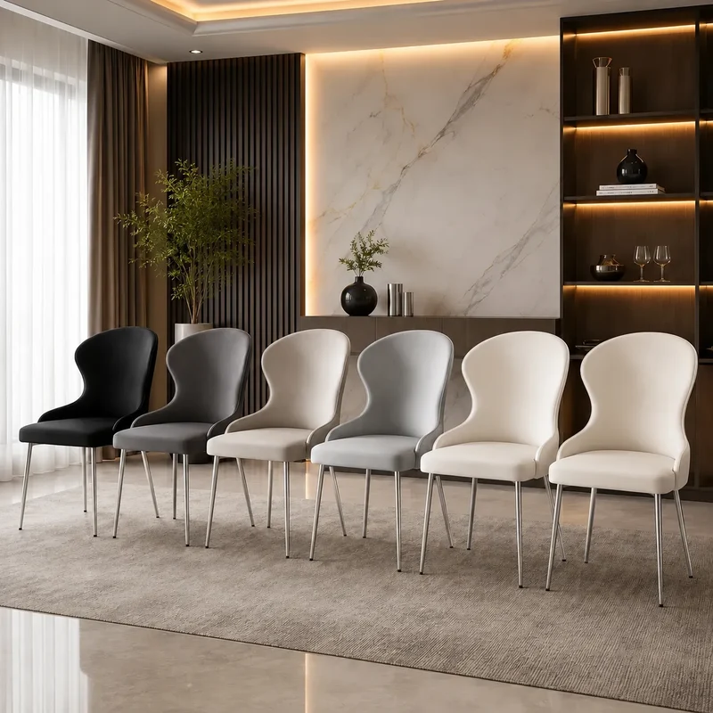 4 Chaises Hilton Pieds Chrome